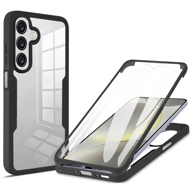 For Samsung Galaxy A26 5G Case Acrylic+TPU Clear Phone Cover with PET Screen Film - Black
