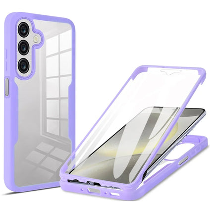 For Samsung Galaxy A26 5G Case Acrylic+TPU Clear Phone Cover with PET Screen Film - Purple
