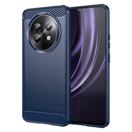 For Realme 13+ 5G Case Carbon Fiber Texture Brushed Phone Back Cover - Blue