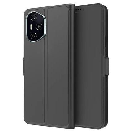 For Honor 300 Pro / 300 Ultra Case Shockproof TPU Inner Shell Leather Phone Cover Card Slot - Black