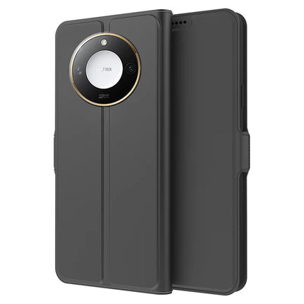 For Honor X9c Smart 5G / X60 5G Case Shockproof TPU Inner Shell Leather Phone Cover Card Slot - Black
