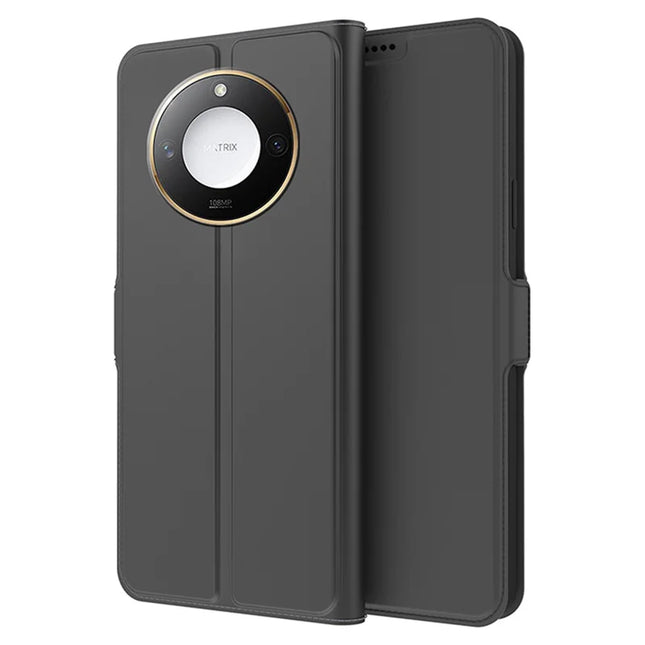 For Honor X9c Smart 5G / X60 5G Case Shockproof TPU Inner Shell Leather Phone Cover Card Slot - Black