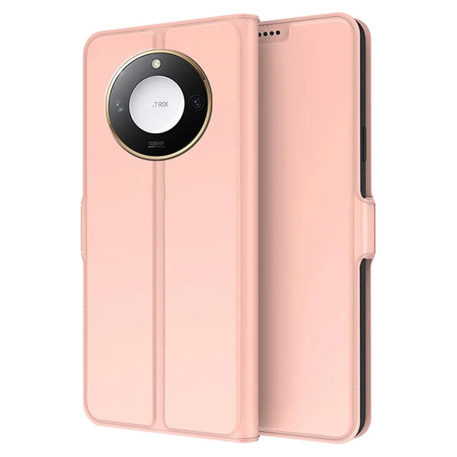 For Honor X9c Smart 5G / X60 5G Case Shockproof TPU Inner Shell Leather Phone Cover Card Slot - Rose Gold