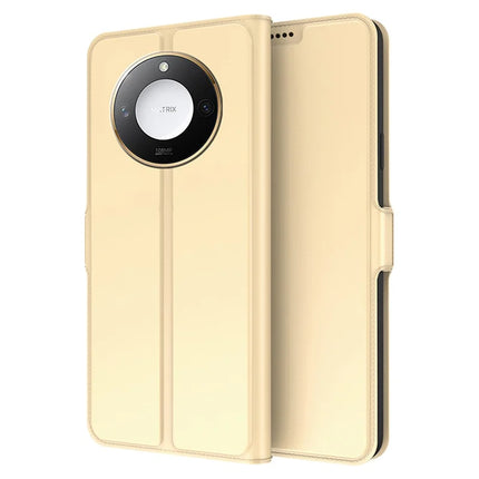 For Honor X9c Smart 5G / X60 5G Case Shockproof TPU Inner Shell Leather Phone Cover Card Slot - Gold