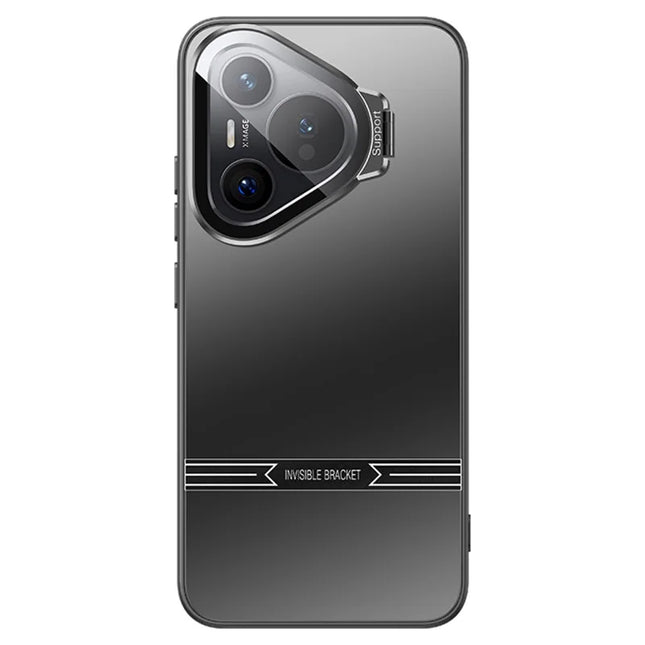 For Huawei Pura 70 Pro / 70 Pro+ Case Kickstand PC+TPU Matte Phone Cover with Lens Film - Black