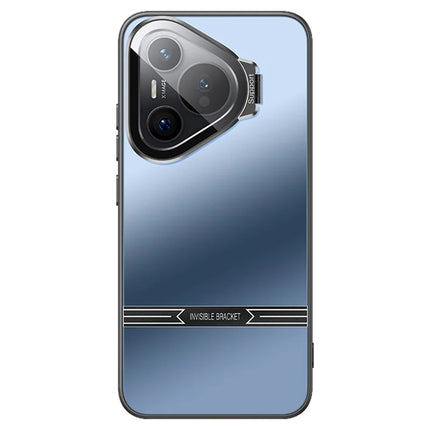 For Huawei Pura 70 Pro / 70 Pro+ Case Kickstand PC+TPU Matte Phone Cover with Lens Film - Blue