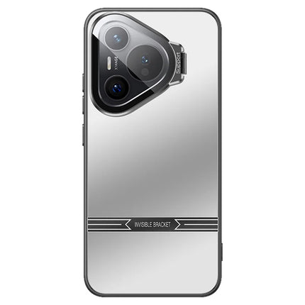 For Huawei Pura 70 Pro / 70 Pro+ Case Kickstand PC+TPU Matte Phone Cover with Lens Film - Silver
