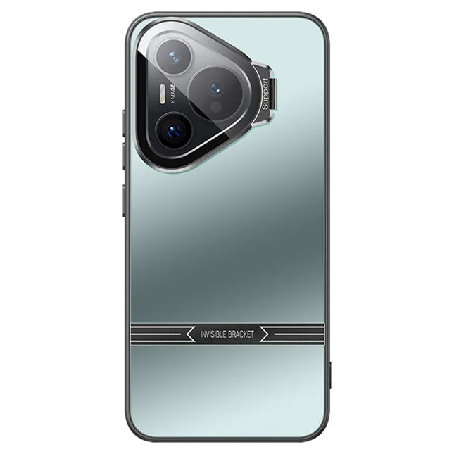 For Huawei Pura 70 Case Kickstand PC + TPU Matte Phone Cover with Lens Film - Green