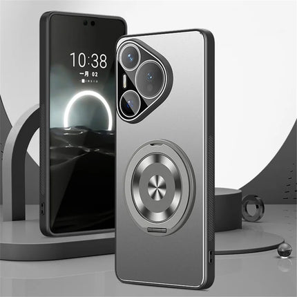 For Huawei Pura 70 Case PC + TPU Matte Kickstand Back Phone Cover with Lens Film