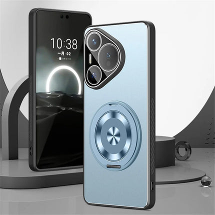 For Huawei Pura 70 Case PC + TPU Matte Kickstand Back Phone Cover with Lens Film
