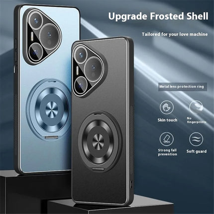 For Huawei Pura 70 Case PC + TPU Matte Kickstand Back Phone Cover with Lens Film