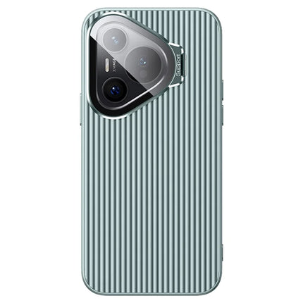 For Huawei Pura 70 Pro / 70 Pro+ Magnetic Case Metal Lens Frame Kickstand PC + TPU Phone Cover with Lens Film - Green
