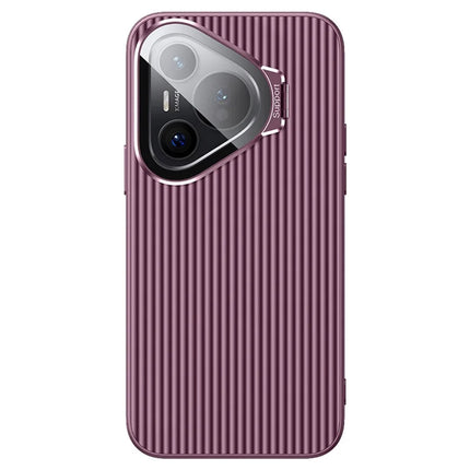 For Huawei Pura 70 Pro / 70 Pro+ Magnetic Case Metal Lens Frame Kickstand PC + TPU Phone Cover with Lens Film - Purple