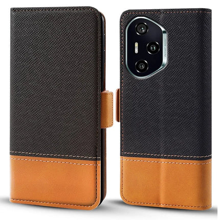 For Honor 300 Pro / 300 Ultra Case Color Splicing PU Leather Wallet Phone Cover - Black