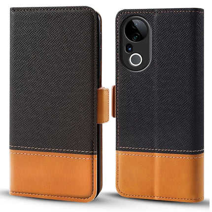 For Honor X9c Smart 5G / X60 5G Case Color Splicing PU Leather Wallet Phone Cover - Black