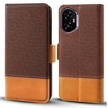 For Honor 300 Case Color Splicing PU Leather Wallet Phone Cover - Brown
