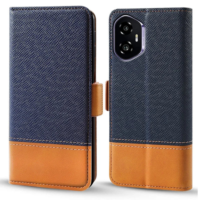 For Honor 300 Case Color Splicing PU Leather Wallet Phone Cover - Blue