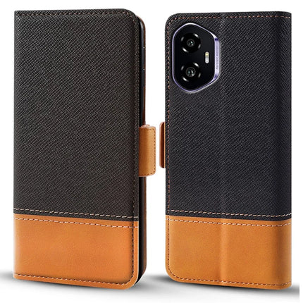 For Honor 300 Case Color Splicing PU Leather Wallet Phone Cover - Black