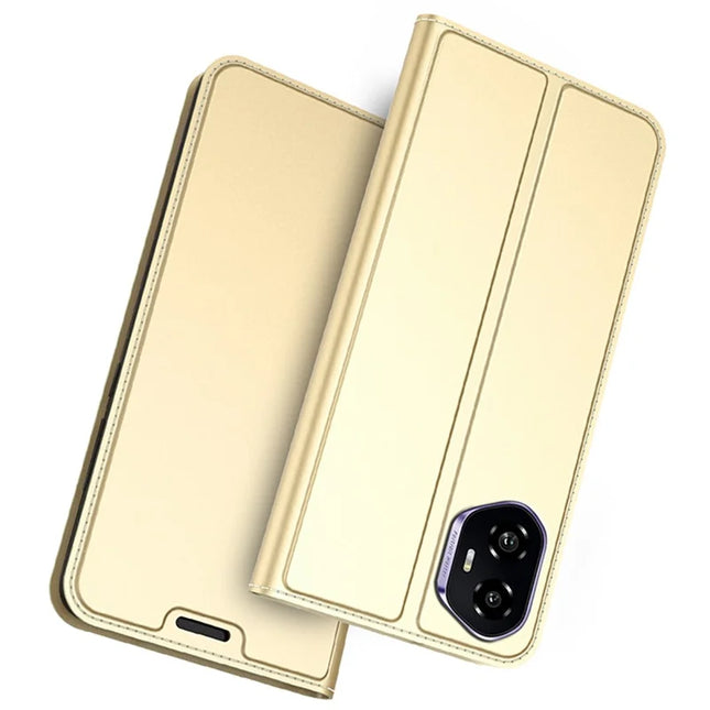 For Honor 300 Case PU Leather Phone Cover with Card Holder Stand Magnetic Closure - Gold