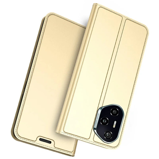 For Honor 300 Pro / 300 Ultra Case PU Leather Phone Cover with Card Holder Stand Magnetic Closure - Gold