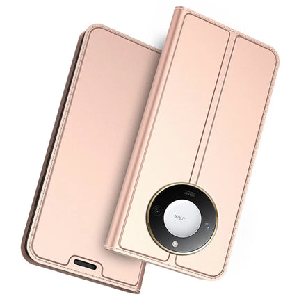 For Honor X9c Smart 5G / X60 5G Case PU Leather Phone Cover with Card Holder Stand Magnetic Closure - Rose Gold