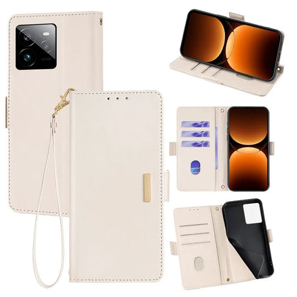 For Realme GT 7 Pro 5G Leather Wallet Case RFID Blocking Stand Cover with Hand Strap - White