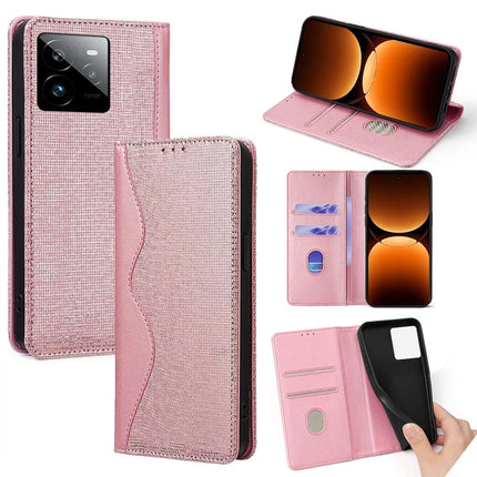 For Realme GT 7 Pro 5G Leather Case Wallet Stand Phone Cover with RFID Blocking - Rose Gold