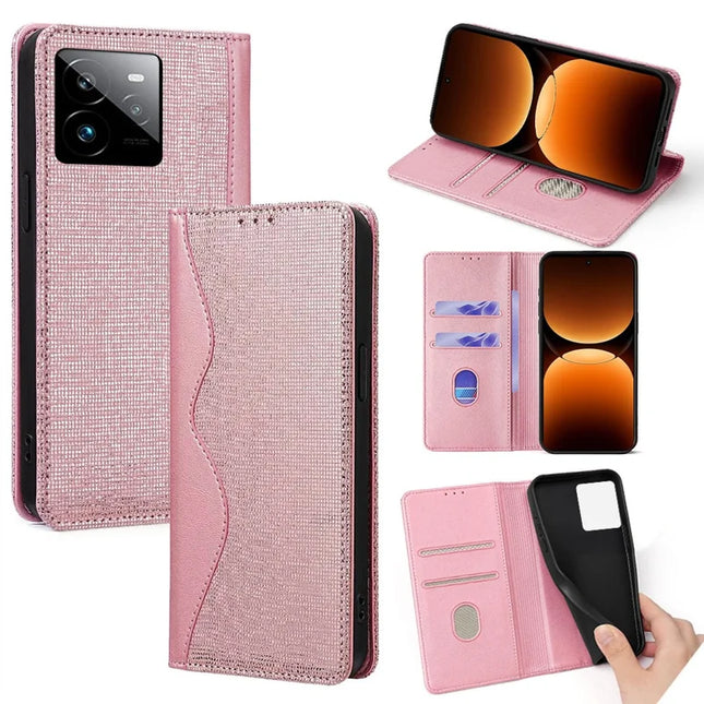 For Realme GT 7 Pro 5G Leather Case Wallet Stand Phone Cover with RFID Blocking - Rose Gold