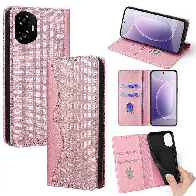 For Honor 300 Leather Case Wallet Stand Phone Cover with RFID Blocking - Rose Gold