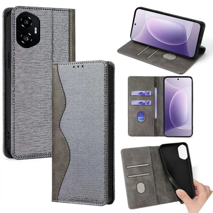 For Honor 300 Leather Case Wallet Stand Phone Cover with RFID Blocking - Grey