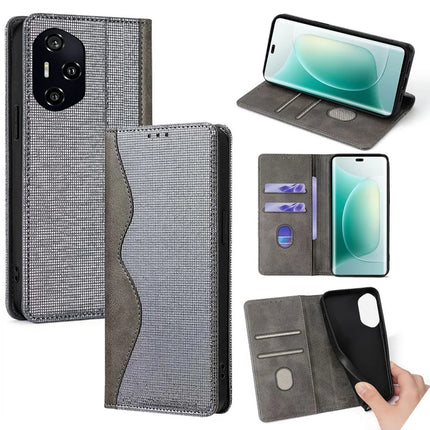 For Honor 300 Pro Leather Case Wallet Stand Phone Cover with RFID Blocking - Grey