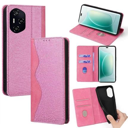For Honor 300 Pro Leather Case Wallet Stand Phone Cover with RFID Blocking - Pink