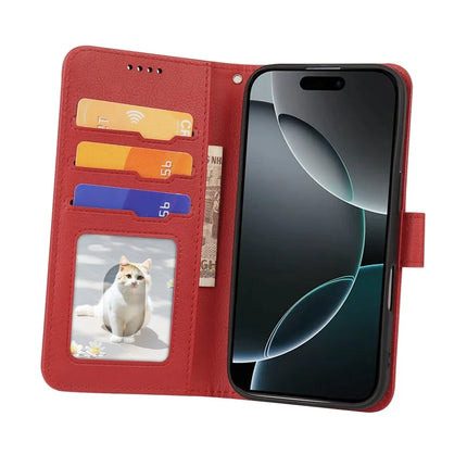 For iPhone 16 Pro Max Leather Case Wallet Stand Magnetic Closure Phone Cover