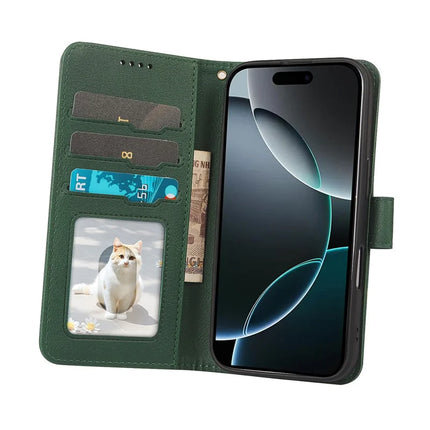 For iPhone 16 Pro Max Leather Case Wallet Stand Magnetic Closure Phone Cover