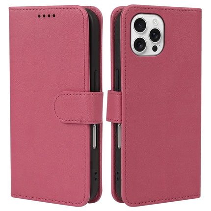 For iPhone 16 Pro Max Leather Case Wallet Stand Magnetic Closure Phone Cover - Rose