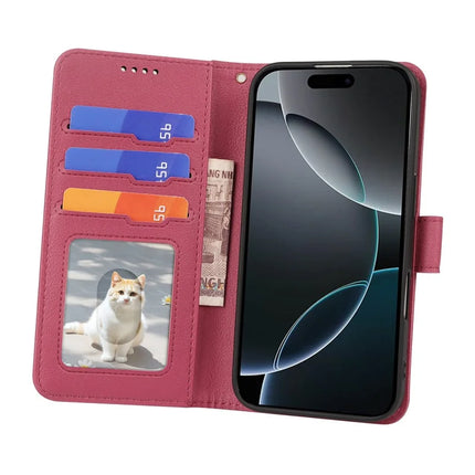 For iPhone 16 Pro Max Leather Case Wallet Stand Magnetic Closure Phone Cover