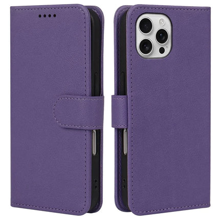 For iPhone 16 Pro Max Leather Case Wallet Stand Magnetic Closure Phone Cover - Purple
