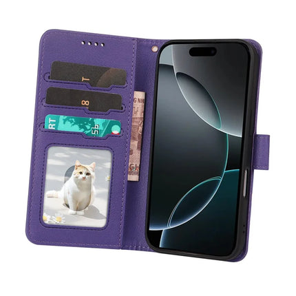 For iPhone 16 Pro Max Leather Case Wallet Stand Magnetic Closure Phone Cover