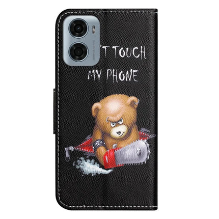 For Motorola Moto E15 4G  /  G05 4G Leather Case Pattern Printing Cross Texture Phone Cover