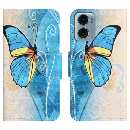 For Motorola Moto E15 4G  /  G05 4G Leather Case Pattern Printing Cross Texture Phone Cover - Butterfly