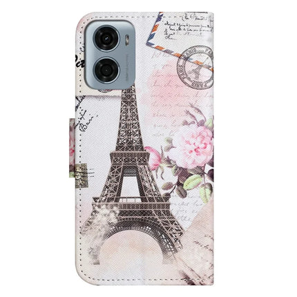 For Motorola Moto E15 4G  /  G05 4G Leather Case Pattern Printing Cross Texture Phone Cover