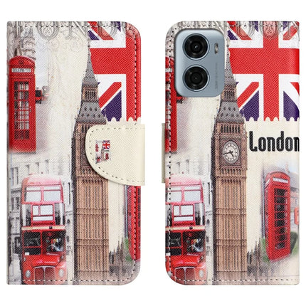 For Motorola Moto E15 4G  /  G05 4G Leather Case Pattern Printing Cross Texture Phone Cover - London Big Ben