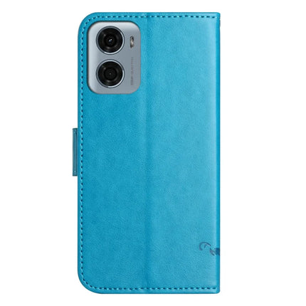 For Motorola Moto E15 4G  /  G05 4G Case Wallet Stand Imprinted Butterfly Flower PU Leather Phone Cover