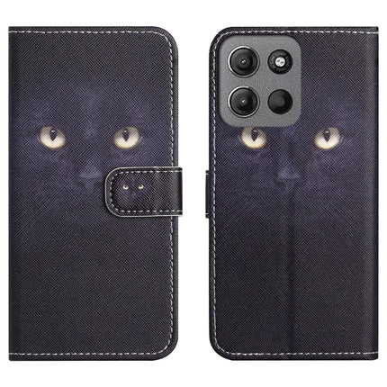 For Motorola Moto G15 4G  /  G15 Power 4G Case Pattern Print PU Leather Wallet Phone Cover Cross Texture - Cat's Eye