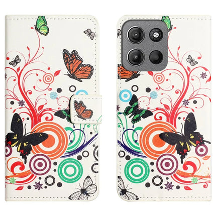 For Motorola Moto G15 4G  /  G15 Power 4G Case Pattern Print PU Leather Wallet Phone Cover - White Butterfly