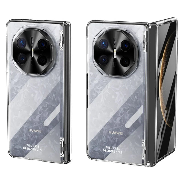For Huawei Mate X6 Phone Case Hard PC Shockproof Cover with Front Screen Film - Transparent
