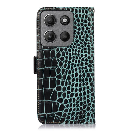 For Motorola Moto G15 4G  /  G05 4G Case Crocodile Texture Genuine Cow Leather Phone Wallet Cover