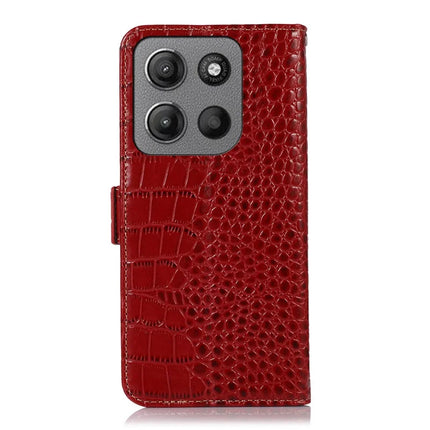 For Motorola Moto G15 4G  /  G05 4G Case Crocodile Texture Genuine Cow Leather Phone Wallet Cover