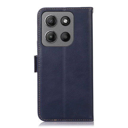 For Motorola Moto G15 4G  /  G05 4G Case RFID Blocking Genuine Cow Leather Wallet Phone Cover