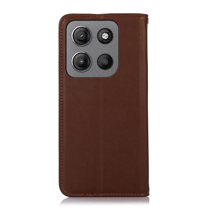 KHAZNEH For Motorola Moto G15 4G  /  G05 4G Case Genuine Cow Leather Wallet Phone Cover Nappa Texture